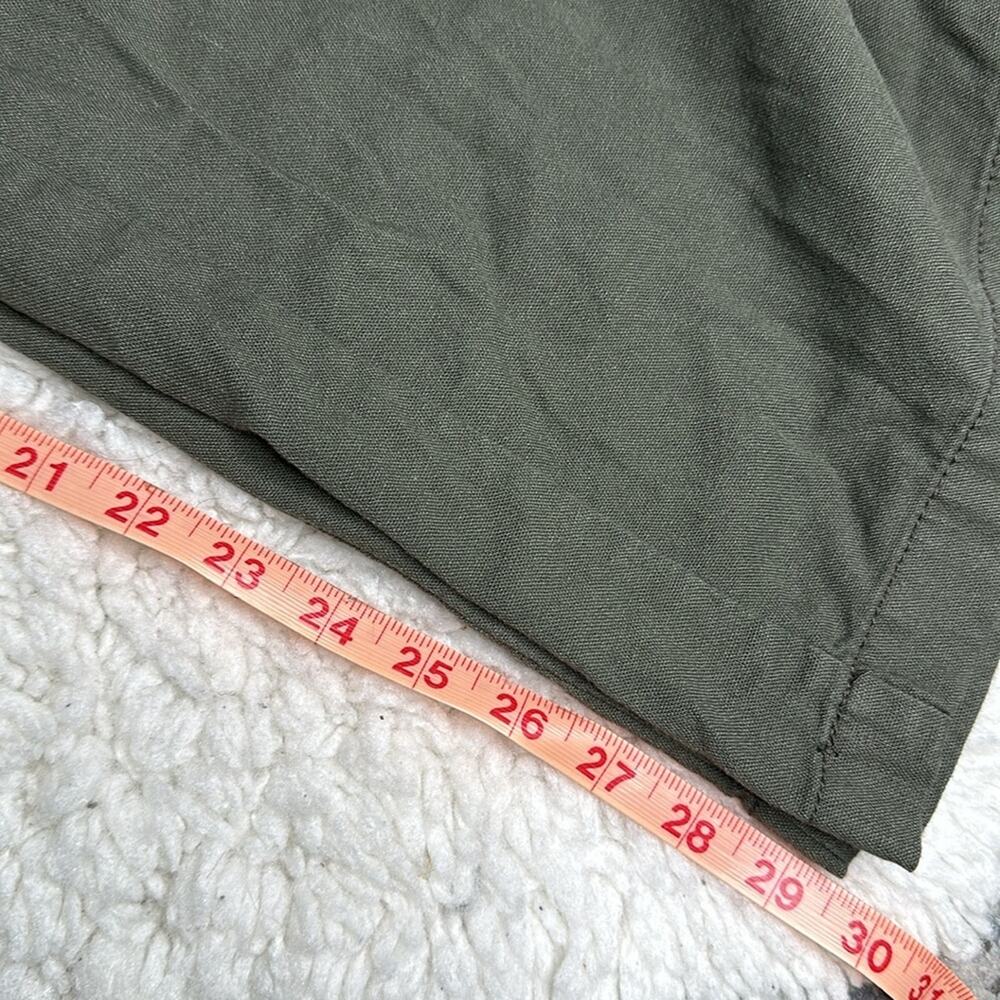 CiSono Linen Collection Olive Green Paperbag Waist Straight Leg PullOn Pant EE13 - Picture 12 of 13